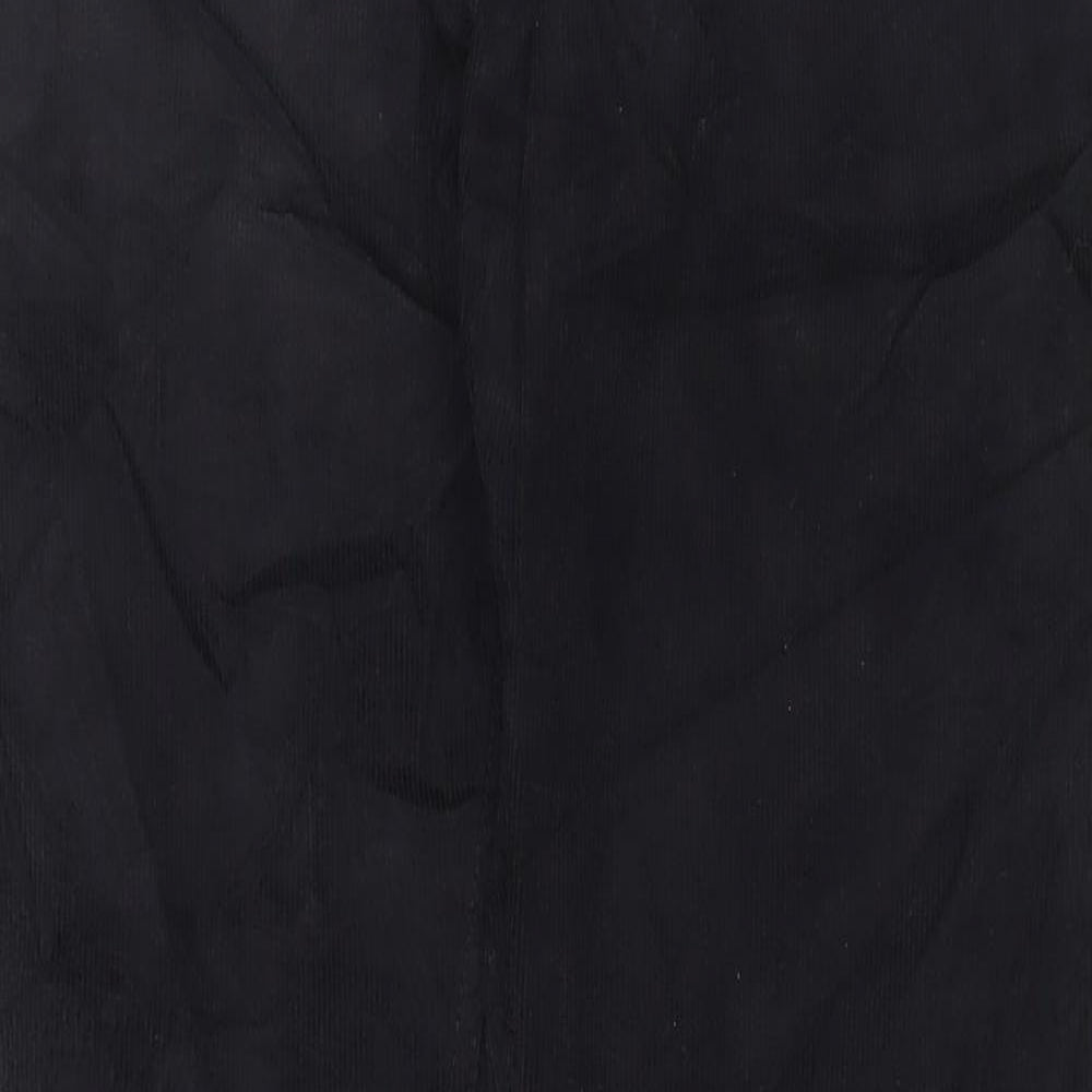 Marks and Spencer Mens Black Cotton Trousers Size 32 in L33 in Slim Button