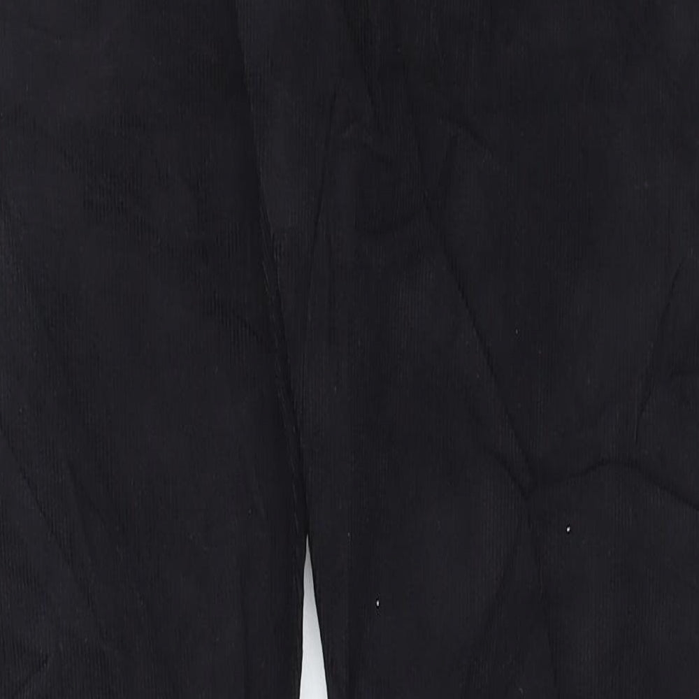 Marks and Spencer Mens Black Cotton Trousers Size 32 in L33 in Slim Button