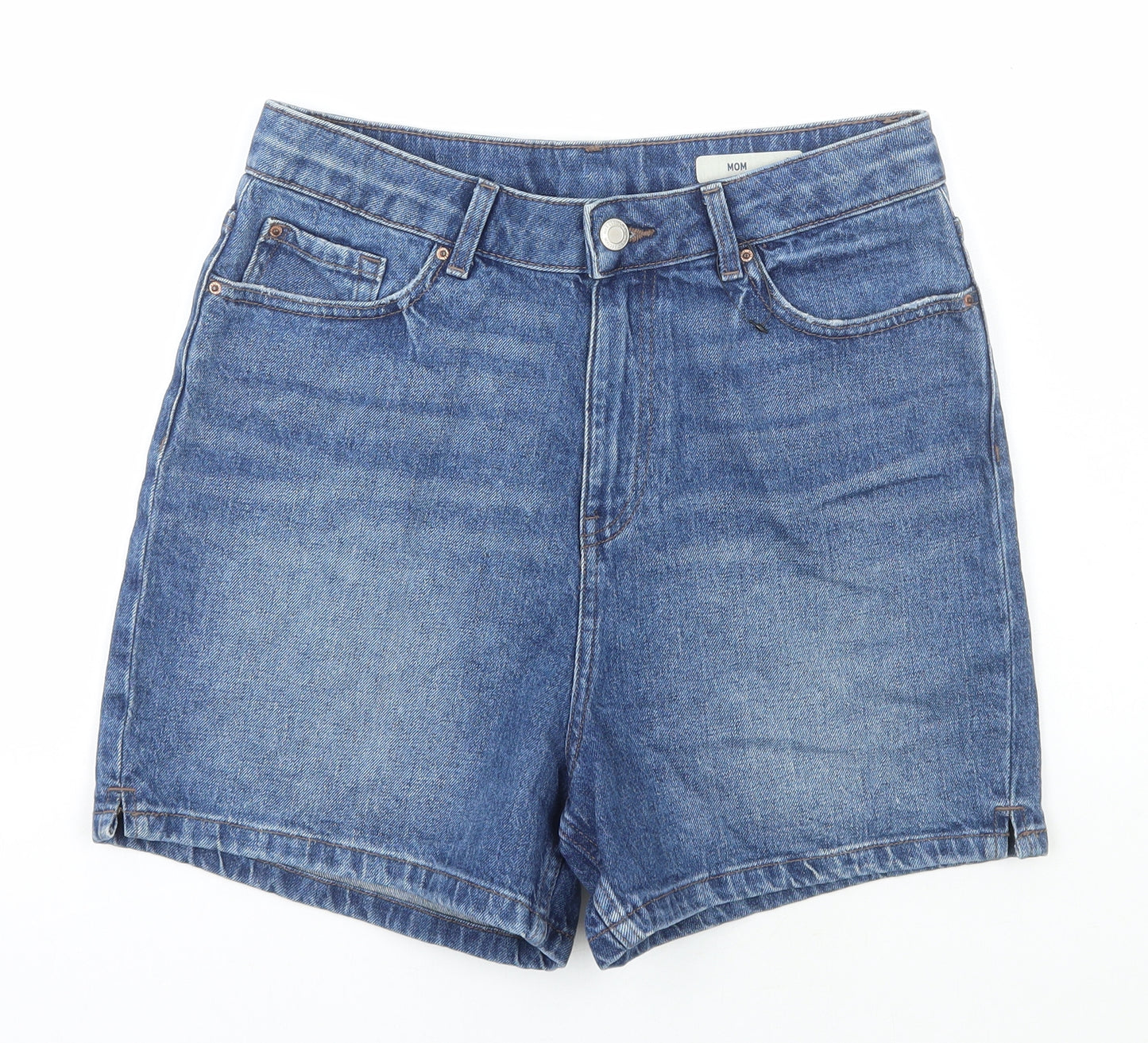 Marks and Spencer Womens Blue Cotton Bermuda Shorts Size 12 L4 in Regular Button