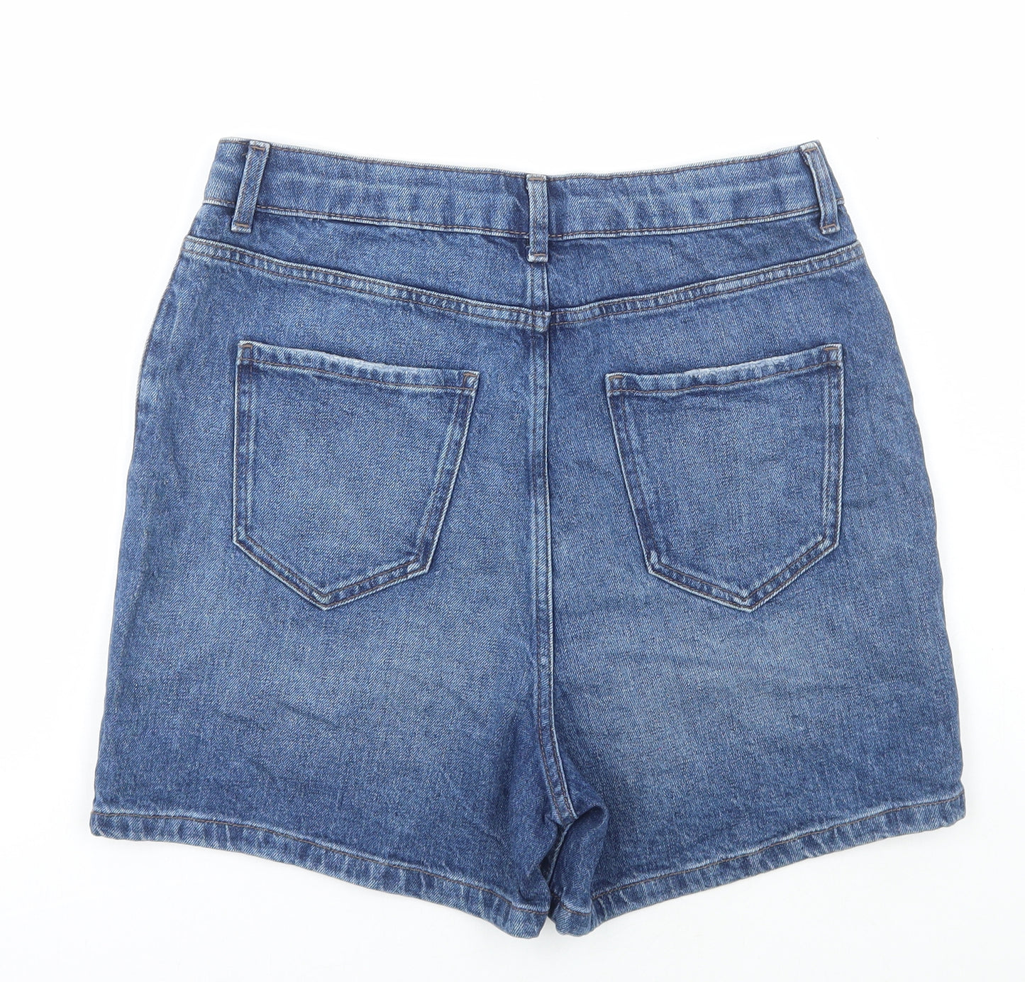 Marks and Spencer Womens Blue Cotton Bermuda Shorts Size 12 L4 in Regular Button