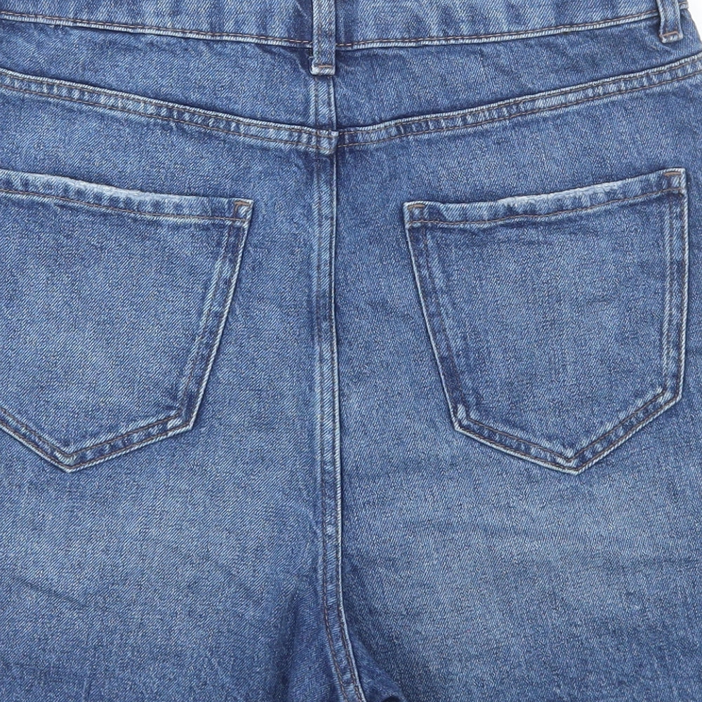 Marks and Spencer Womens Blue Cotton Bermuda Shorts Size 12 L4 in Regular Button