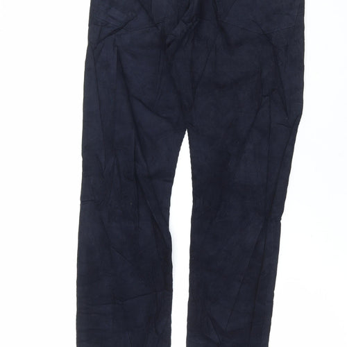 Marks and Spencer Mens Blue Cotton Trousers Size 30 in L33 in Regular Button