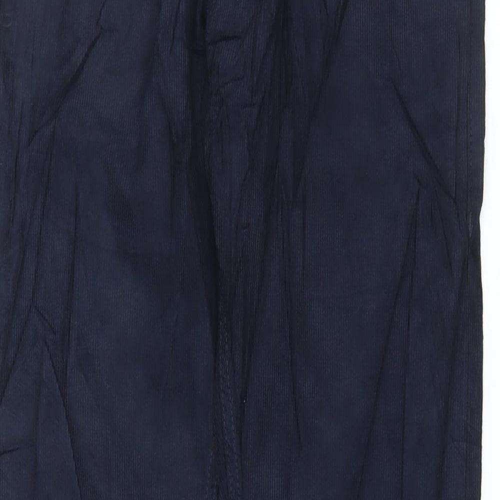 Marks and Spencer Mens Blue Cotton Trousers Size 30 in L33 in Regular Button