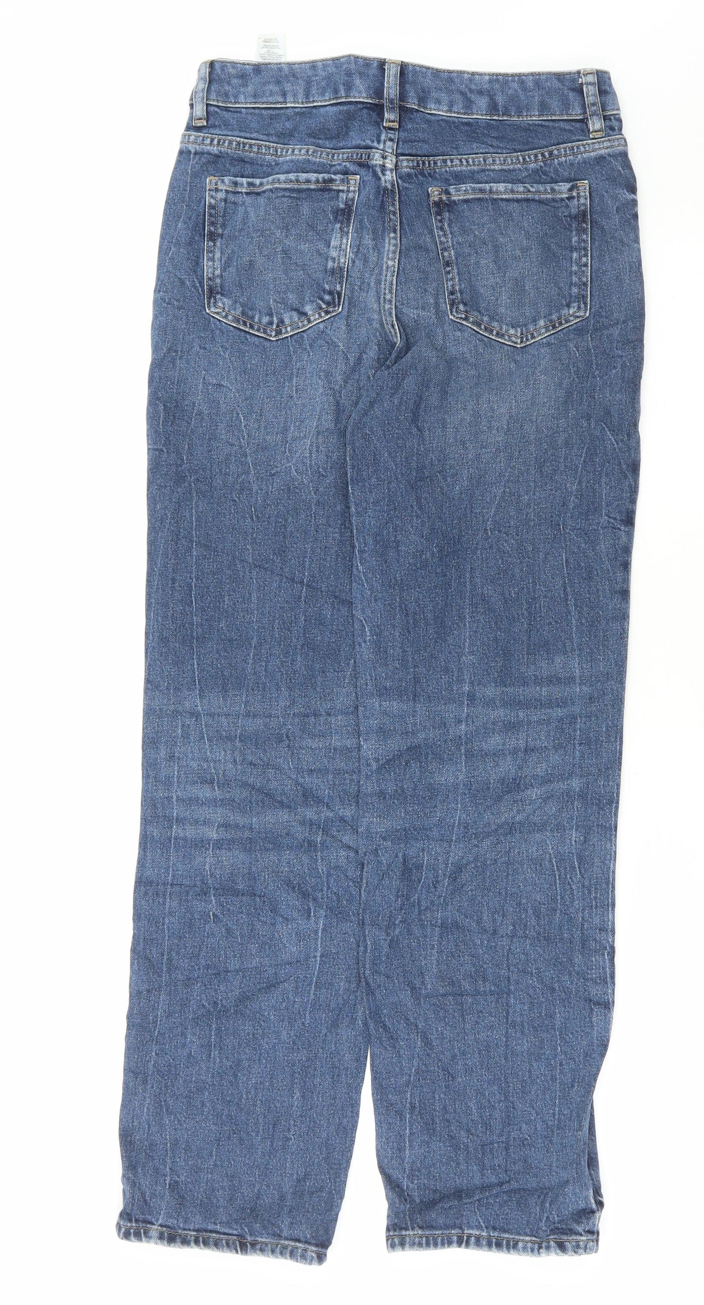 Marks and Spencer Womens Blue Cotton Straight Jeans Size 8 L29 in Regular Button