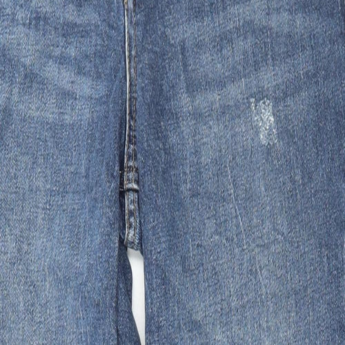 Marks and Spencer Womens Blue Cotton Straight Jeans Size 8 L29 in Regular Button