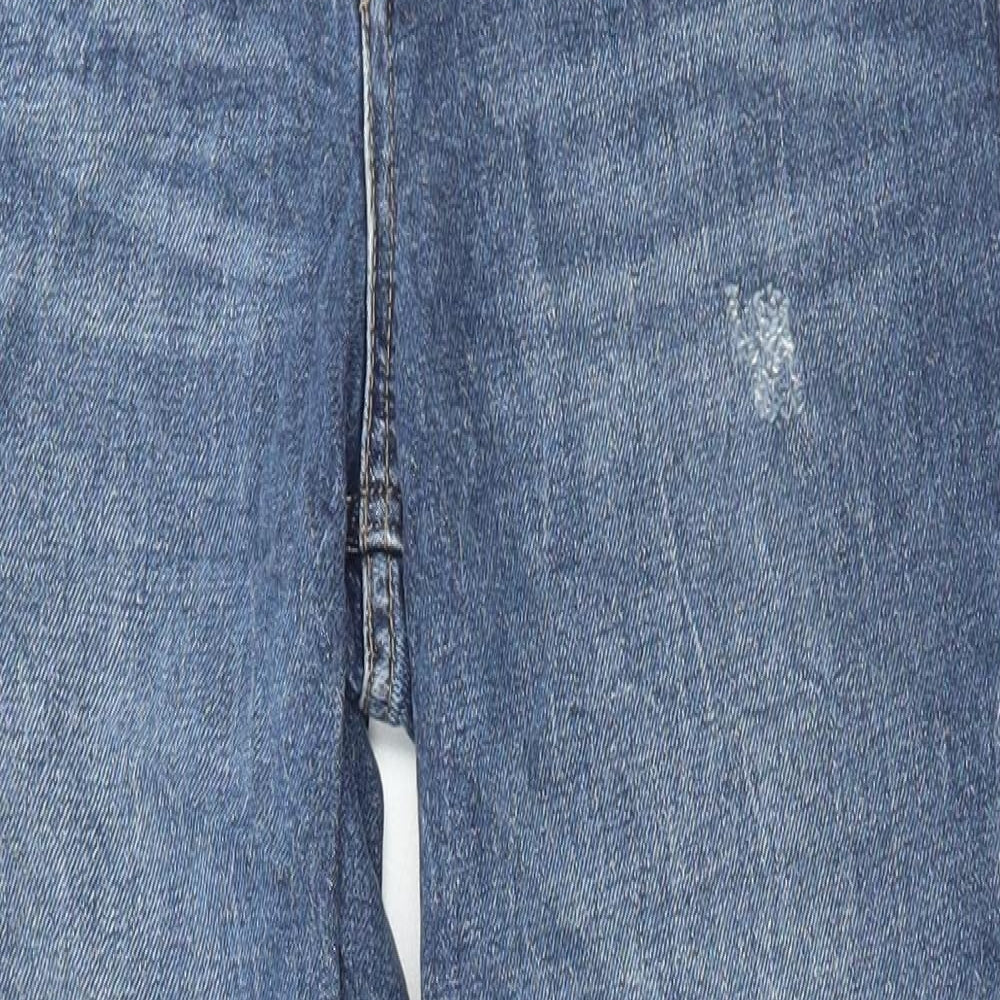 Marks and Spencer Womens Blue Cotton Straight Jeans Size 8 L29 in Regular Button