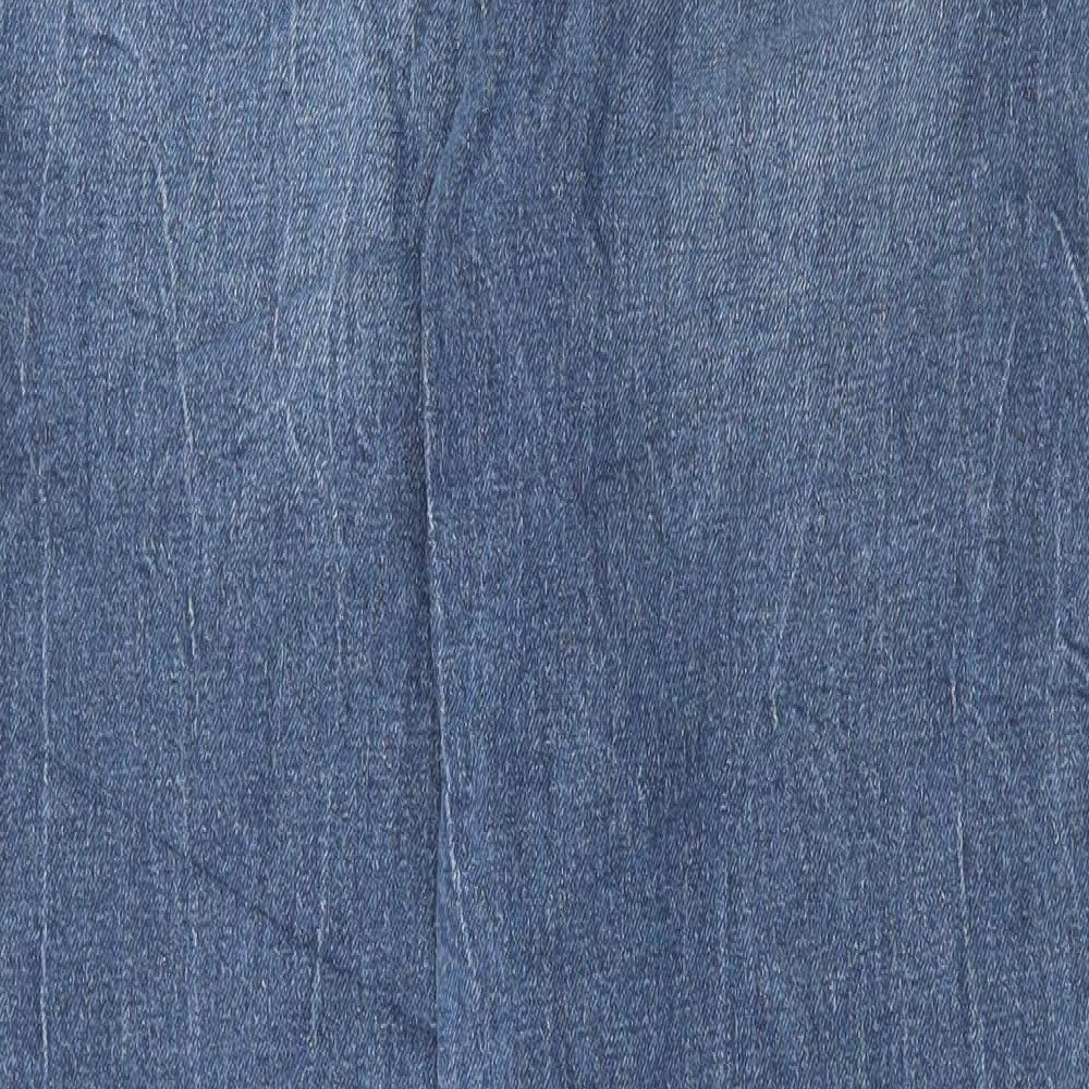 Marks and Spencer Womens Blue Cotton Straight Jeans Size 8 L29 in Regular Button
