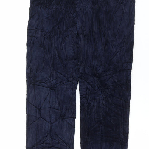 Marks and Spencer Mens Blue Cotton Trousers Size 30 in L33 in Regular Button