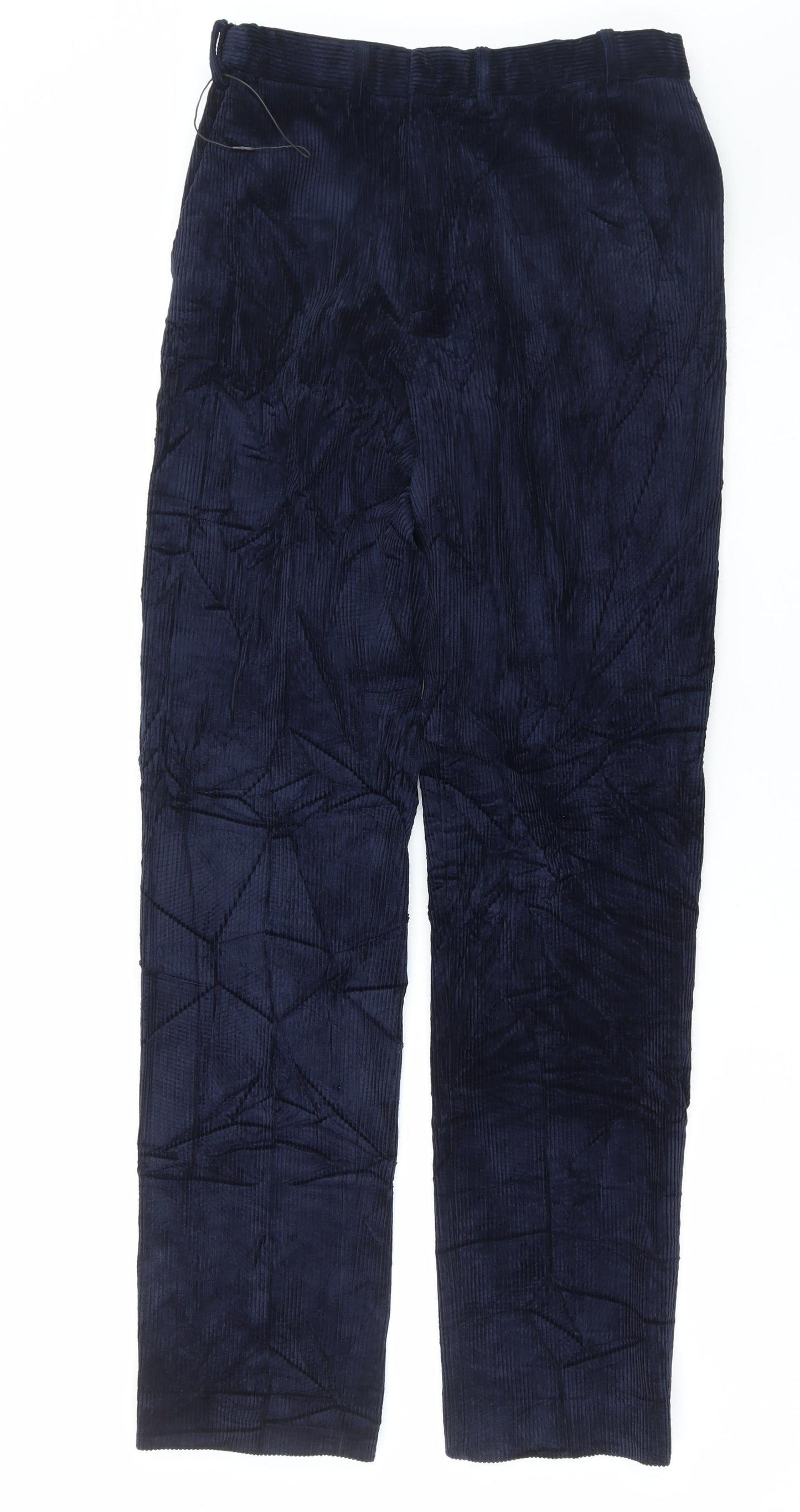 Marks and Spencer Mens Blue Cotton Trousers Size 30 in L33 in Regular Button