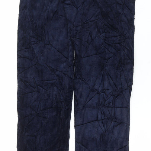 Marks and Spencer Mens Blue Cotton Trousers Size 30 in L33 in Regular Button