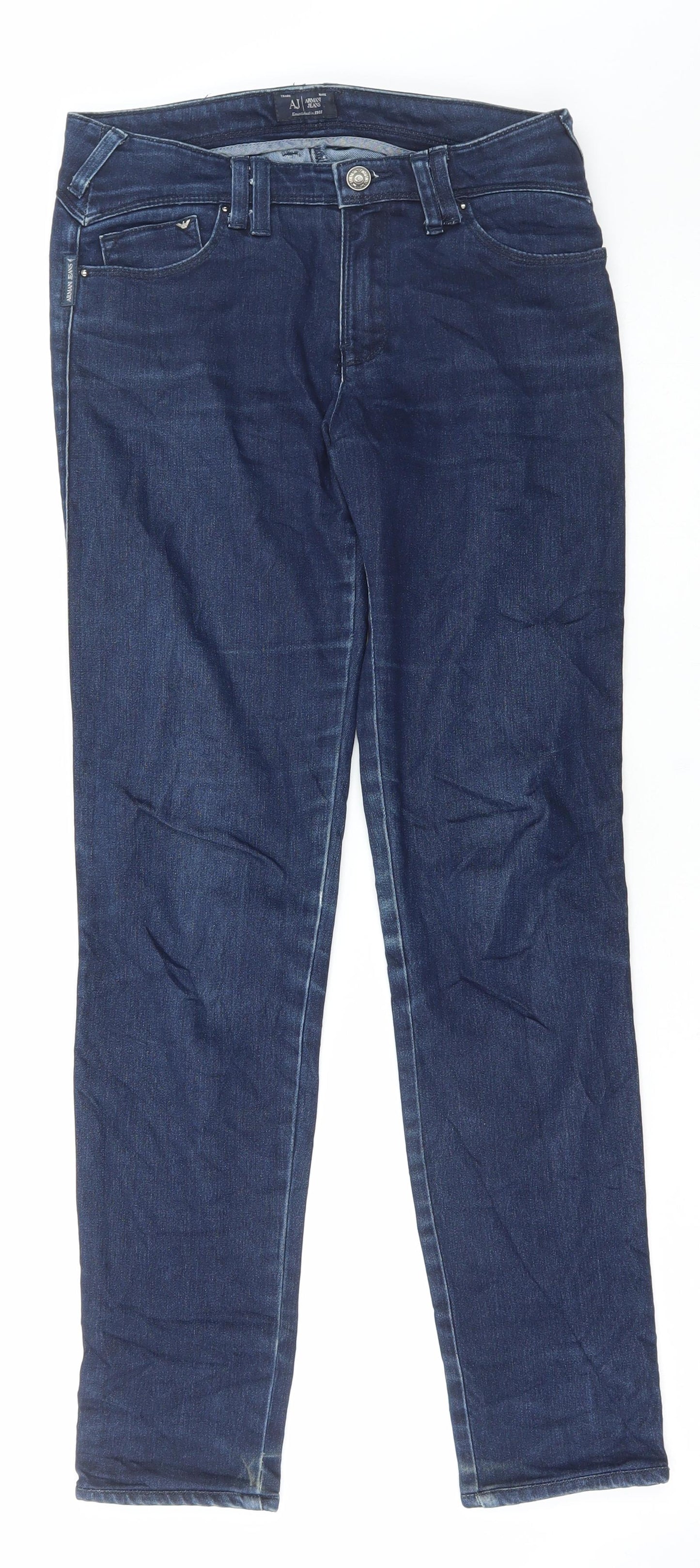 Emporio Armani Mens Blue Cotton Skinny Jeans Size 26 in L31 in Regular Button