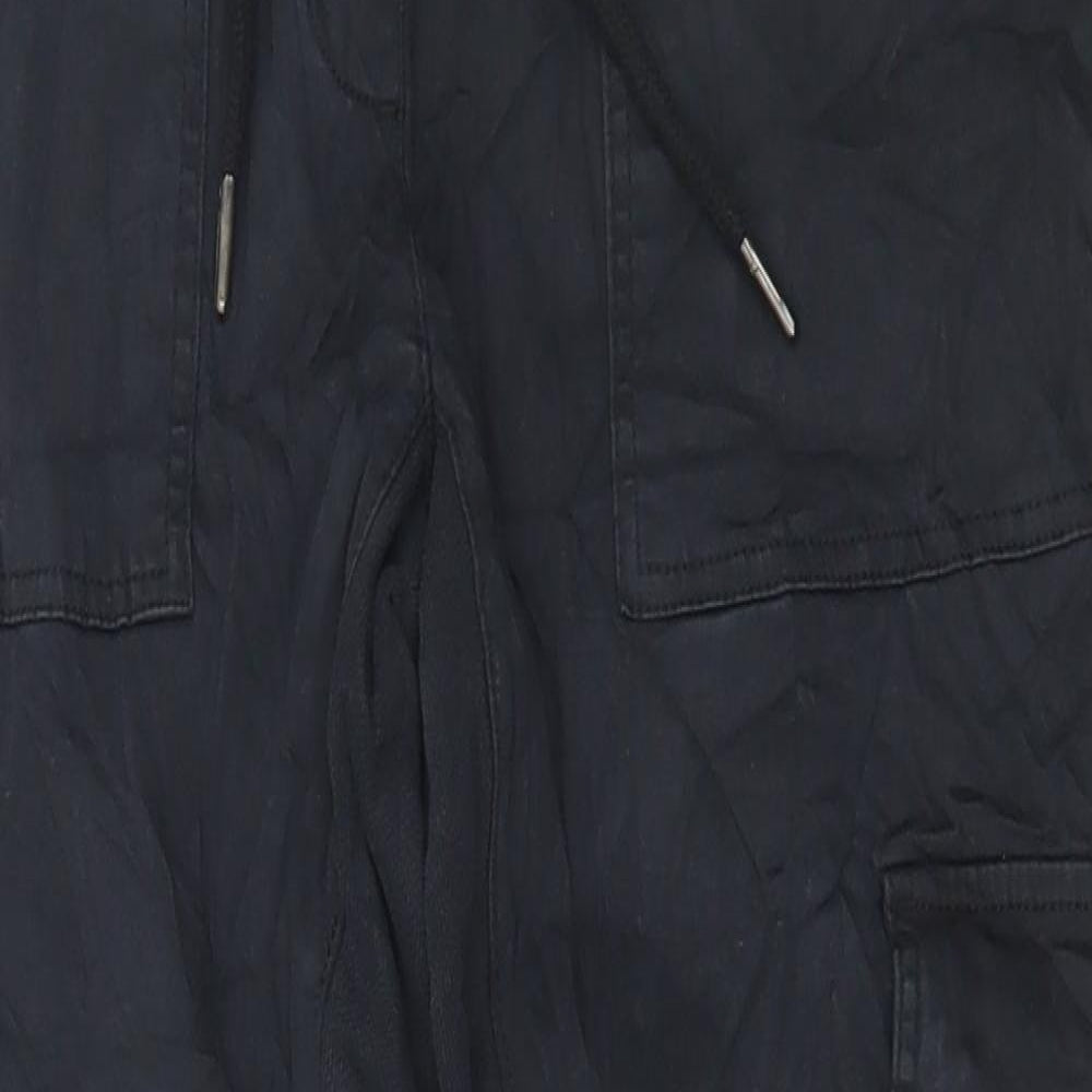 Marks and Spencer Womens Black Cotton Jogger Trousers Size 10 L26 in Regular Drawstring