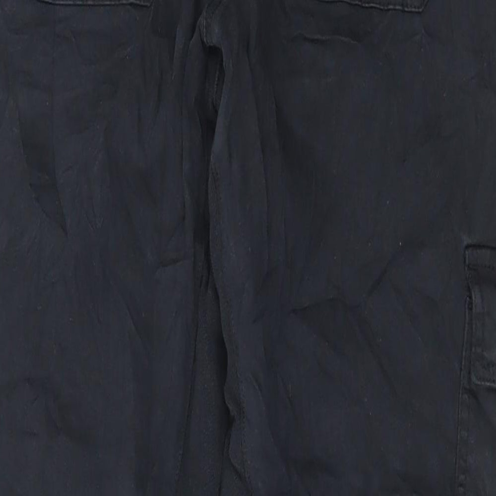 Marks and Spencer Womens Black Cotton Jogger Trousers Size 10 L26 in Regular Drawstring