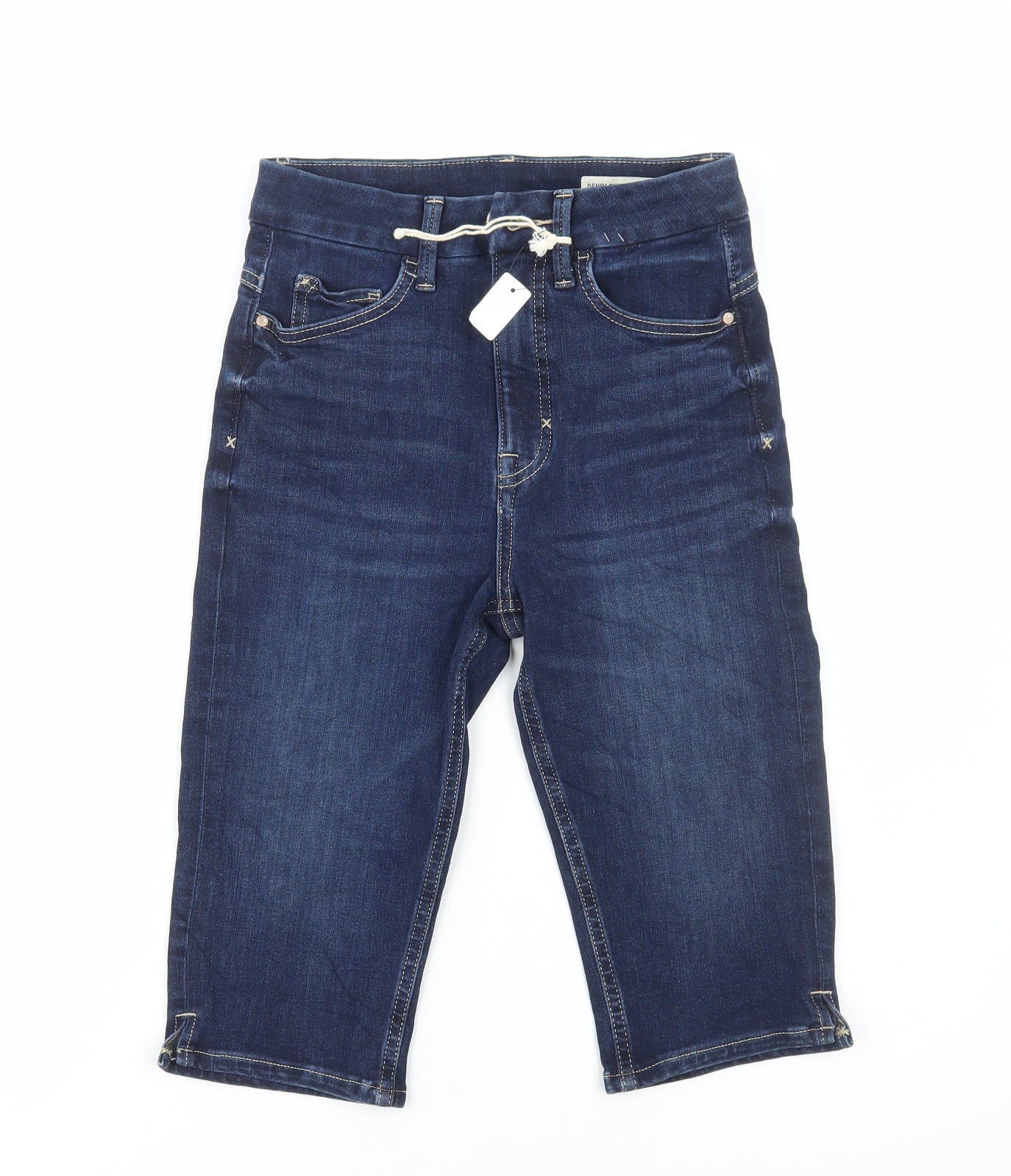 Marks and Spencer Womens Blue Cotton Bermuda Shorts Size 6 L15 in Regular Button