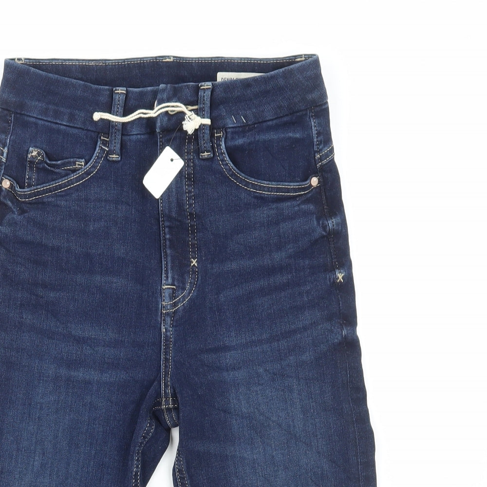 Marks and Spencer Womens Blue Cotton Bermuda Shorts Size 6 L15 in Regular Button