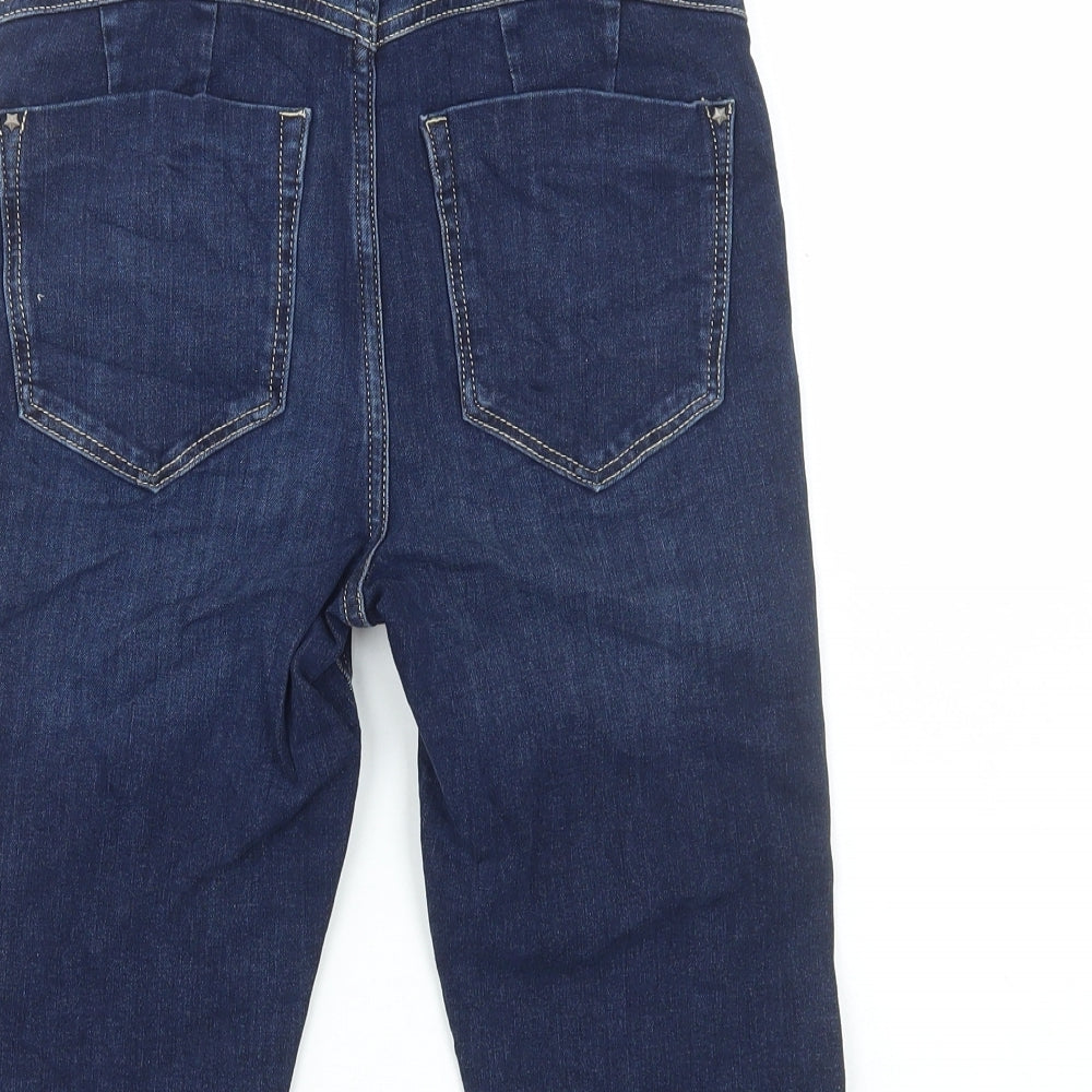 Marks and Spencer Womens Blue Cotton Bermuda Shorts Size 6 L15 in Regular Button