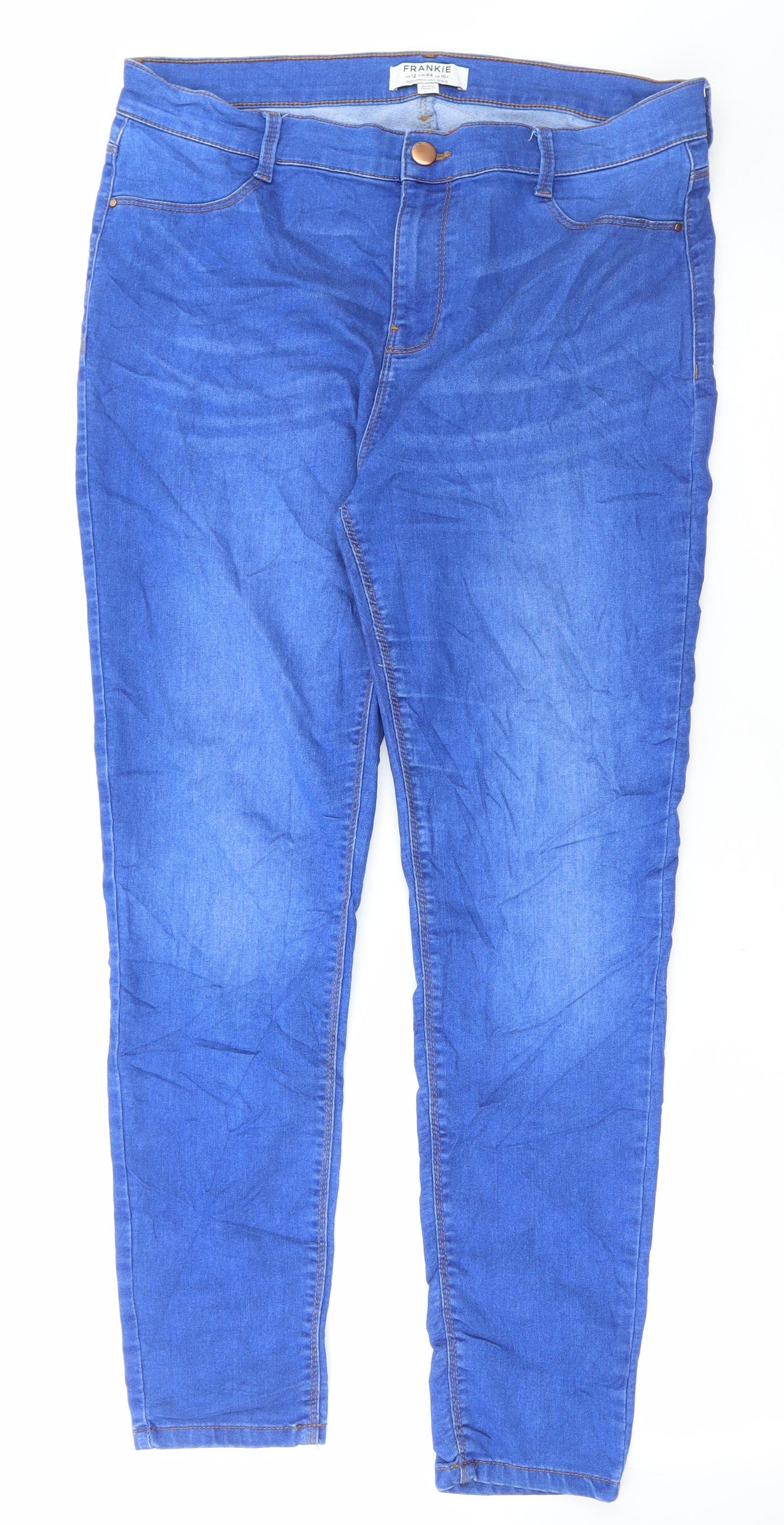 New Look Womens Blue Cotton Skinny Jeans Size 16 L29 in Regular Button