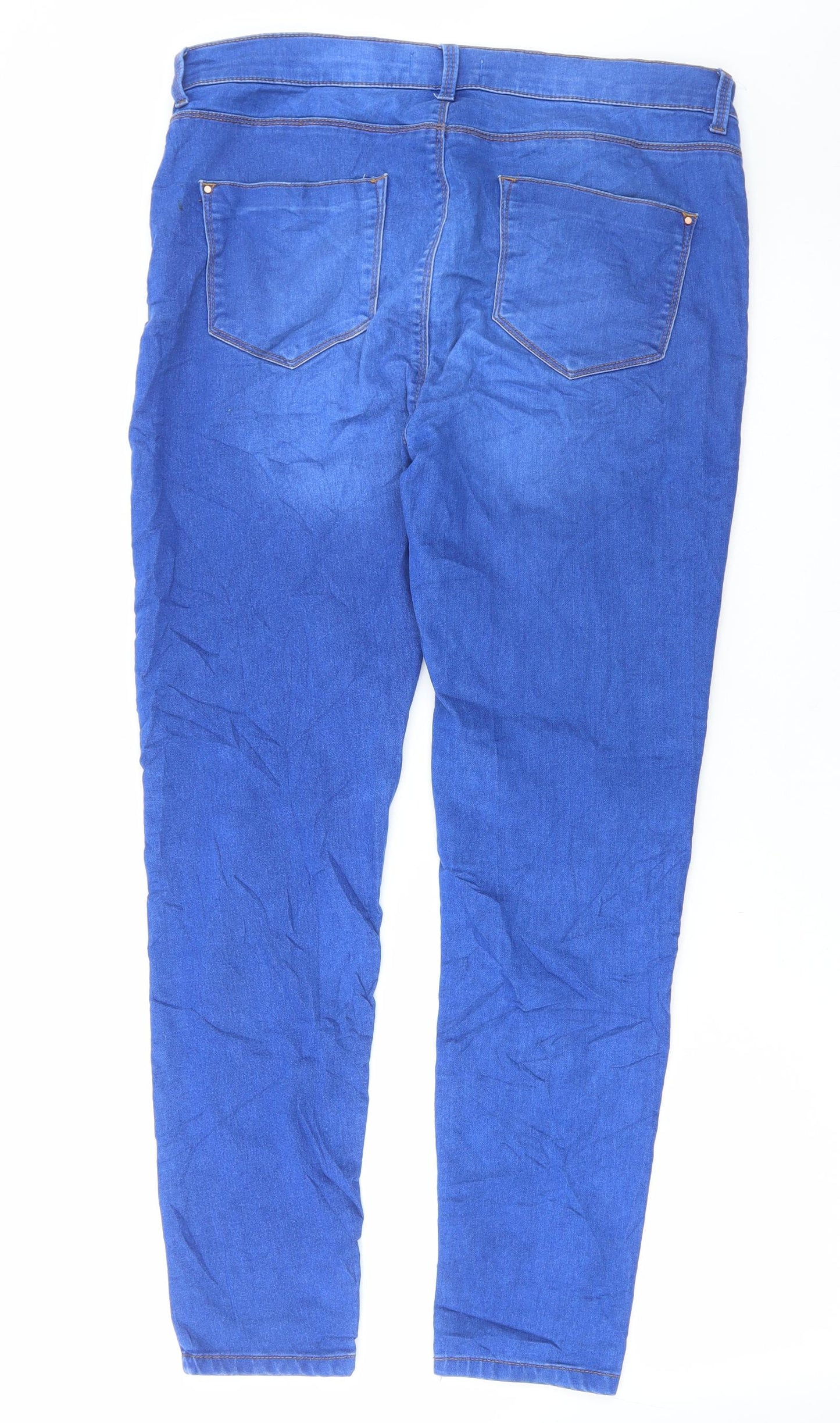New Look Womens Blue Cotton Skinny Jeans Size 16 L29 in Regular Button