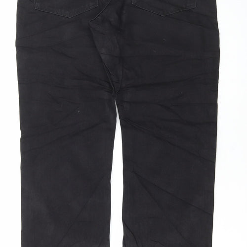 Marks and Spencer Mens Black Cotton Straight Jeans Size 34 L33 in Regular Button