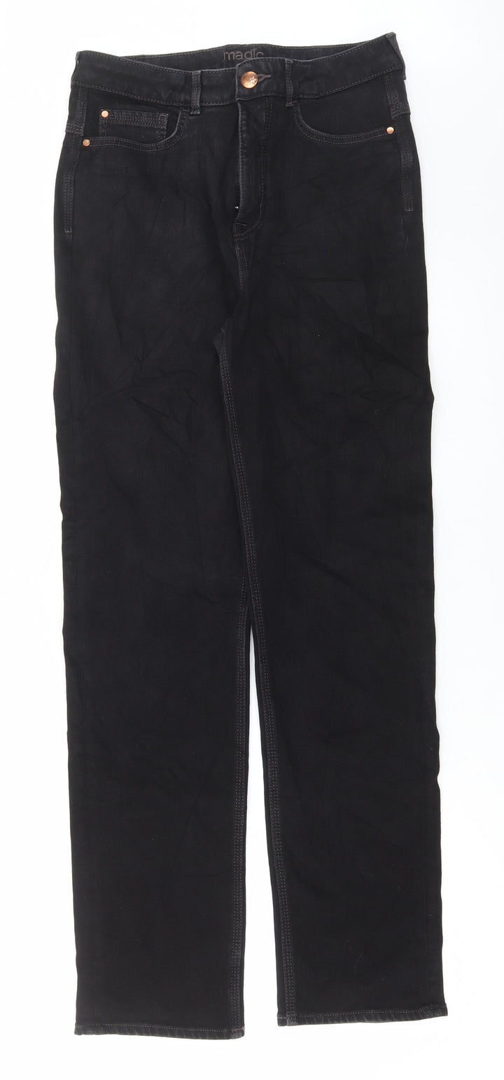 Marks and Spencer Womens Blue Cotton Straight Jeans Size 30 in L30 in Regular Button