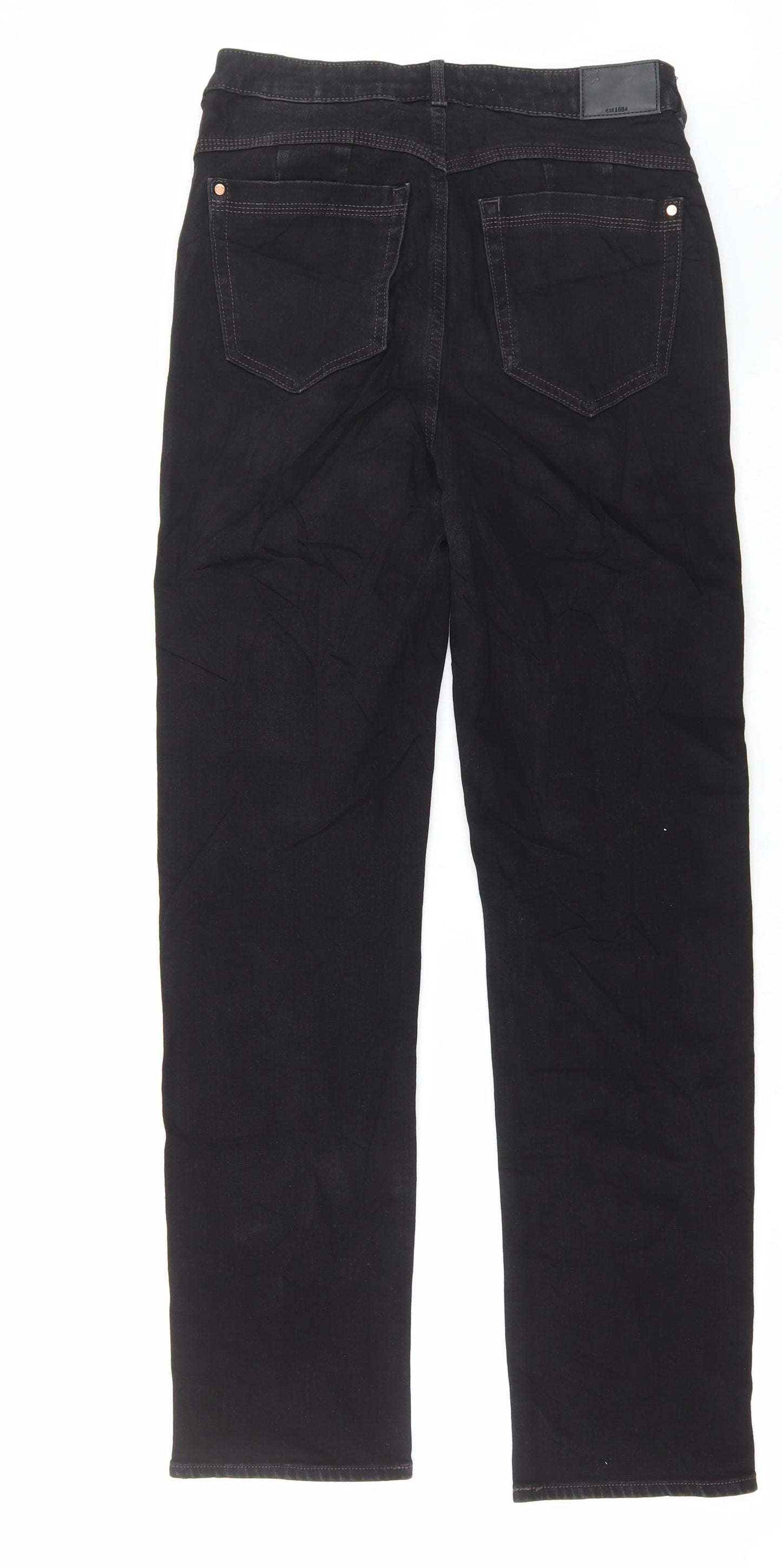 Marks and Spencer Womens Blue Cotton Straight Jeans Size 30 in L30 in Regular Button