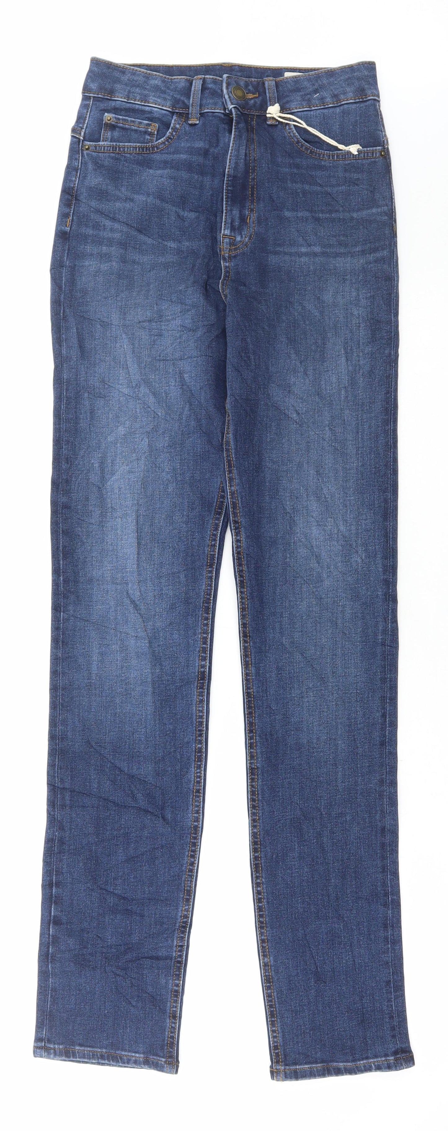 Marks and Spencer Womens Blue Cotton Skinny Jeans Size 6 L32 in Regular Button