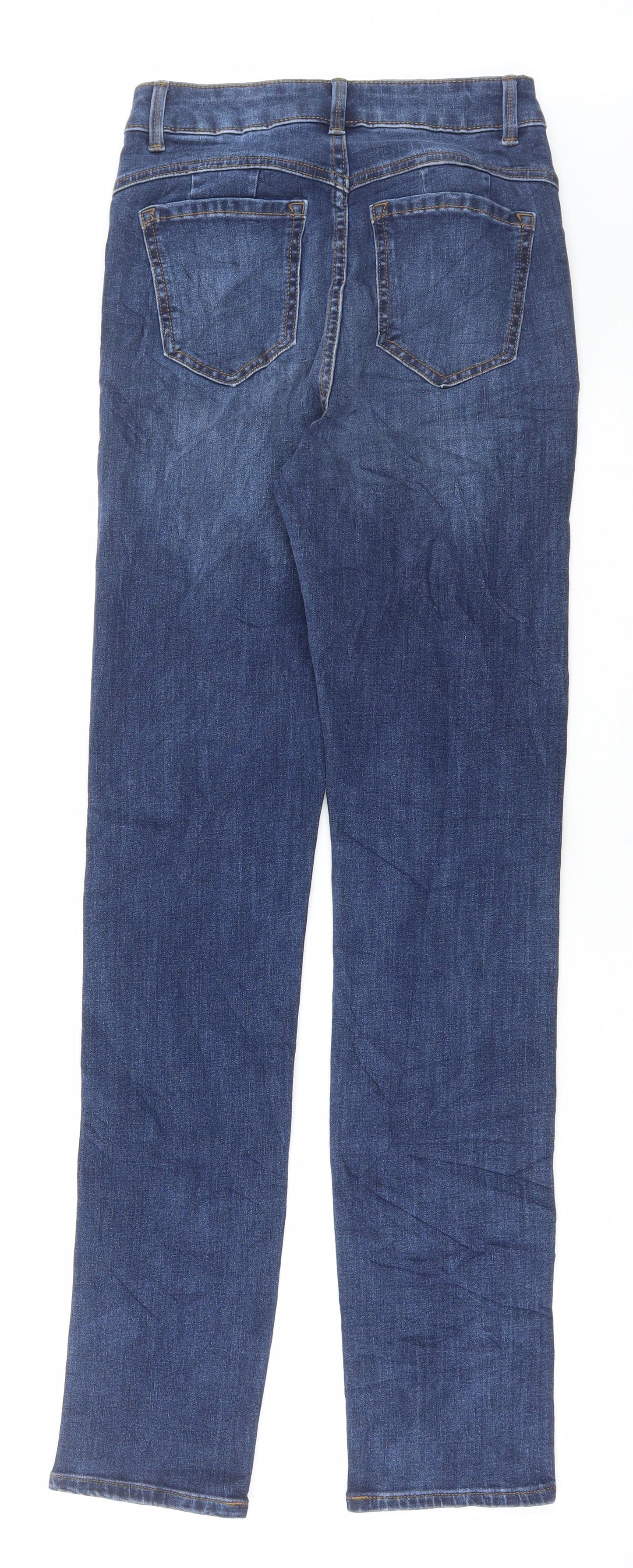 Marks and Spencer Womens Blue Cotton Skinny Jeans Size 6 L32 in Regular Button