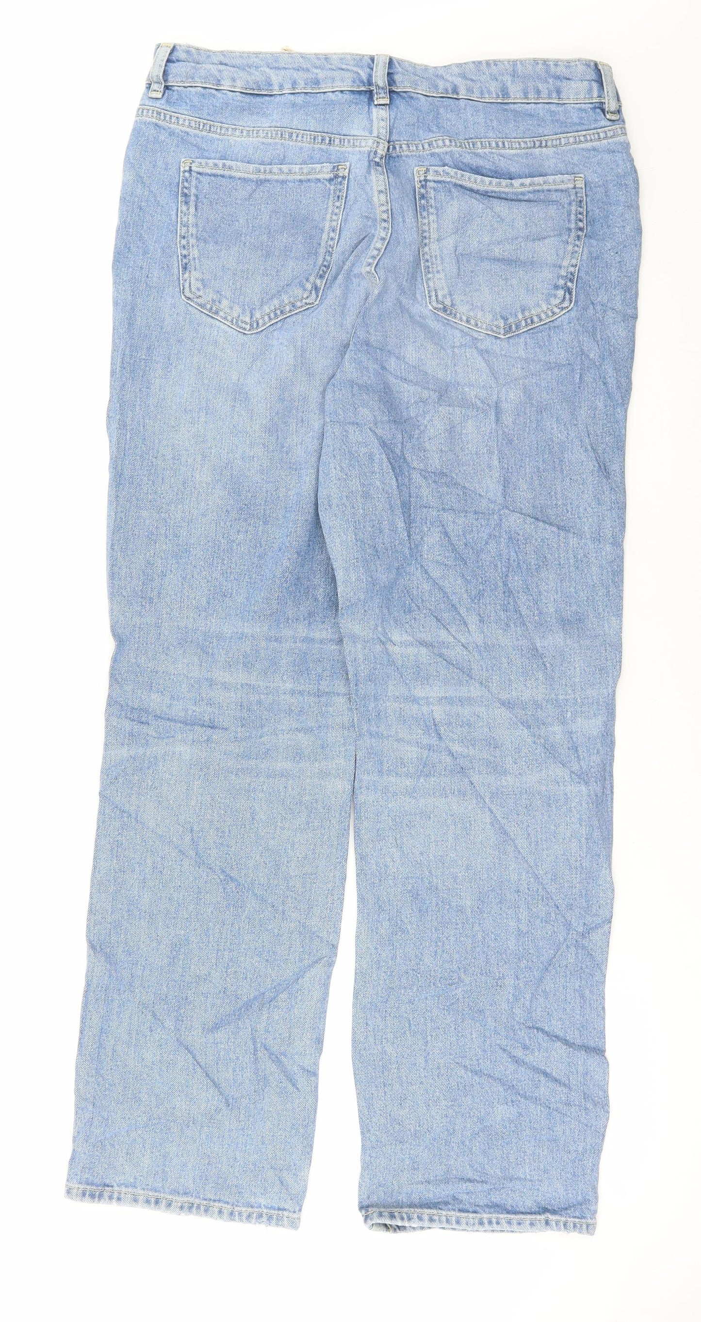 Marks and Spencer Womens Blue Cotton Straight Jeans Size 12 L30 in Regular Button