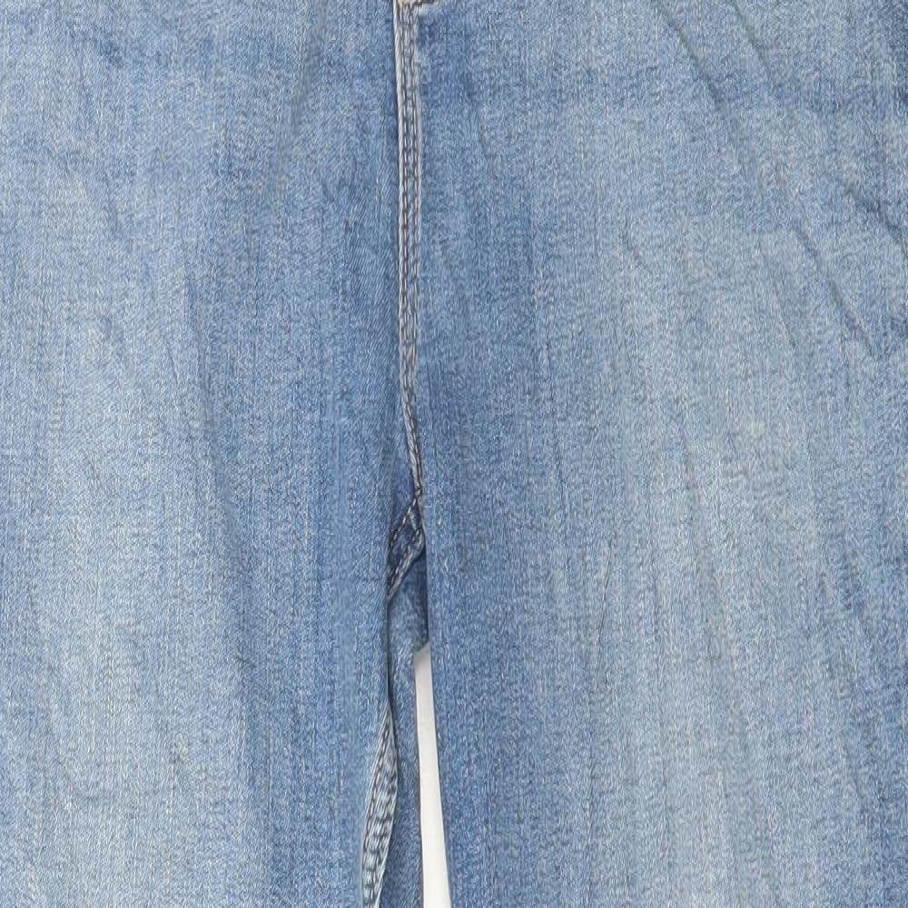 Marks and Spencer Womens Blue Cotton Flared Jeans Size 14 L29 in Regular Button