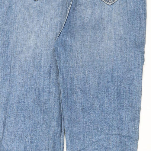 Marks and Spencer Womens Blue Cotton Flared Jeans Size 14 L29 in Regular Button