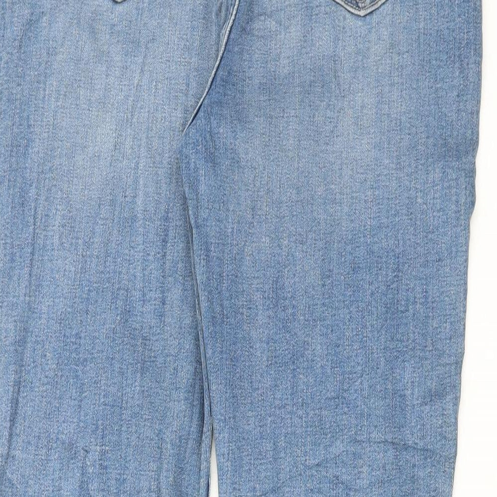 Marks and Spencer Womens Blue Cotton Flared Jeans Size 14 L29 in Regular Button