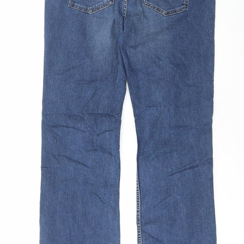 Marks and Spencer Womens Blue Cotton Bootcut Jeans Size 14 L31 in Regular Button