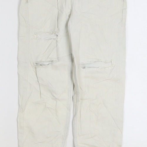 Topshop Womens White Cotton Mom Jeans Size 25 in L28 in Regular Zip