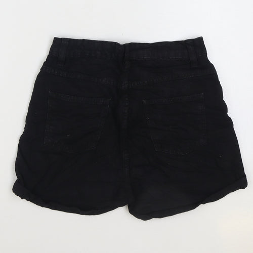 PRETTYLITTLETHING Womens Black Cotton Hot Pants Shorts Size 8 Regular Zip
