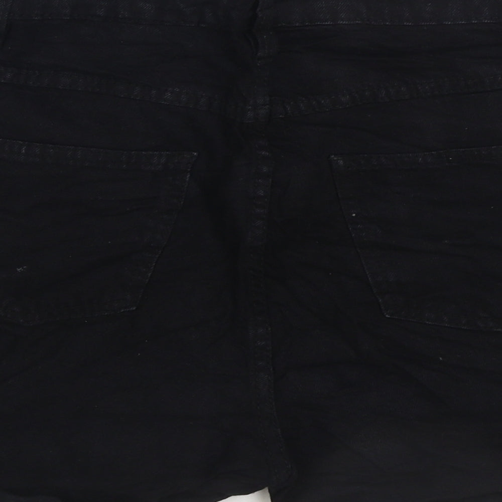 PRETTYLITTLETHING Womens Black Cotton Hot Pants Shorts Size 8 Regular Zip