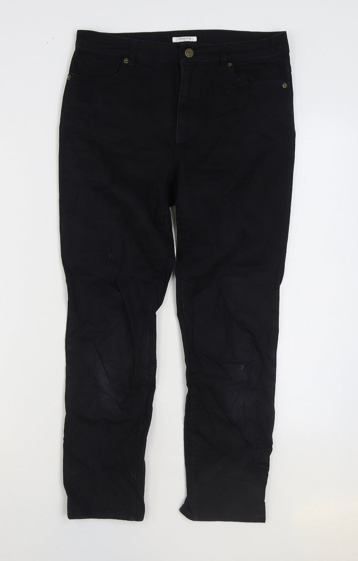 Cinema Club Womens Black Cotton Straight Jeans Size 30 in L24 in Regular Zip