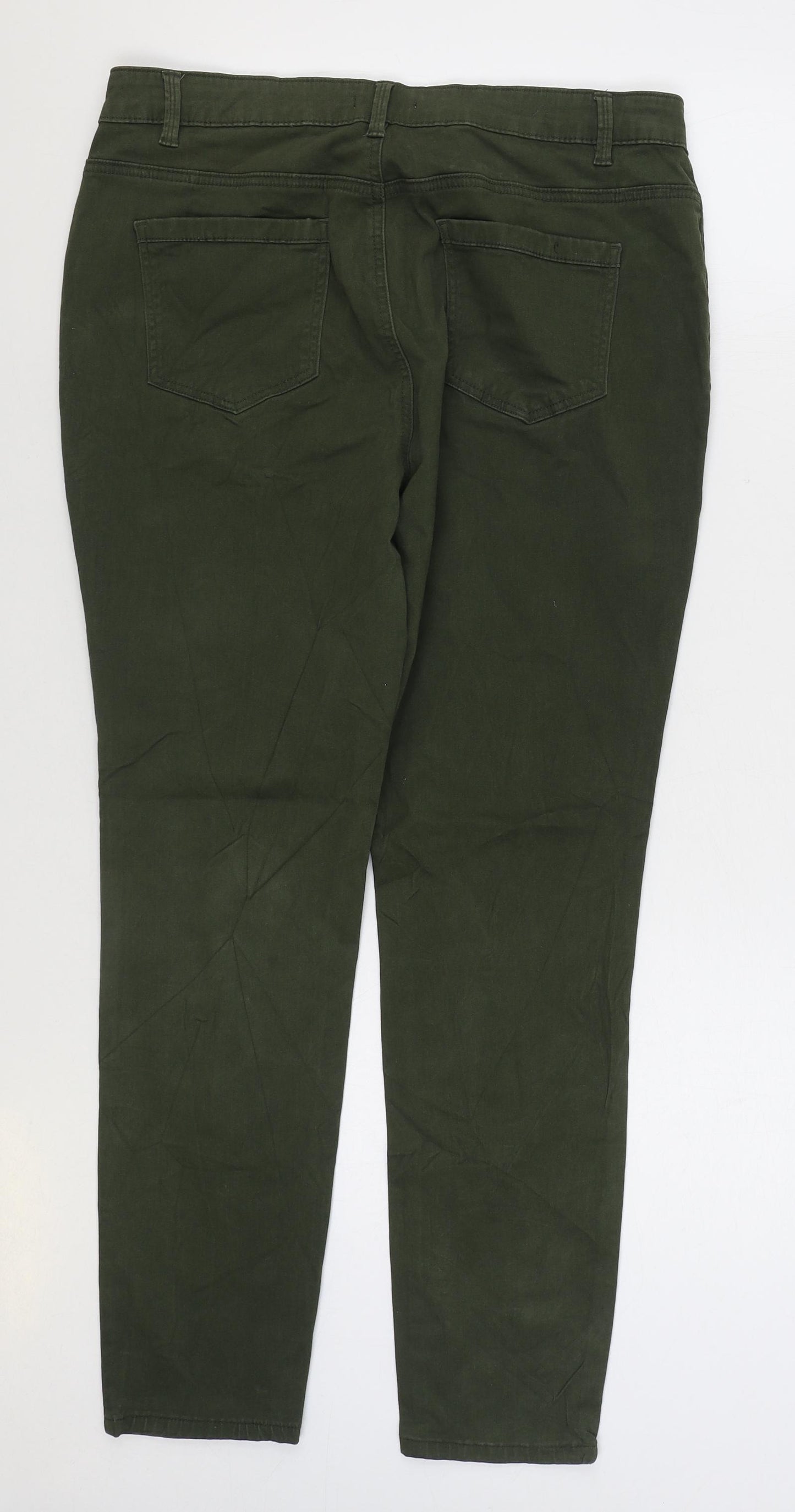 TU Womens Green Cotton Skinny Jeans Size 16 L27 in Regular Zip