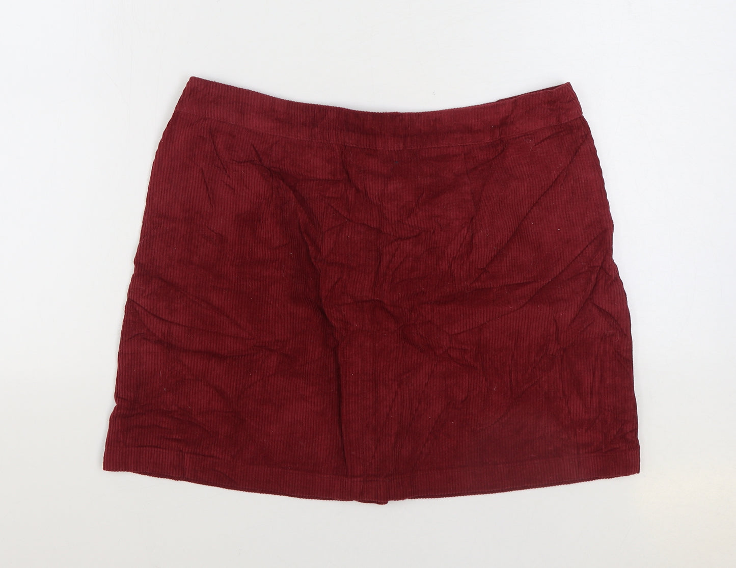 Matalan Womens Red Cotton Mini Skirt Size 14 Button
