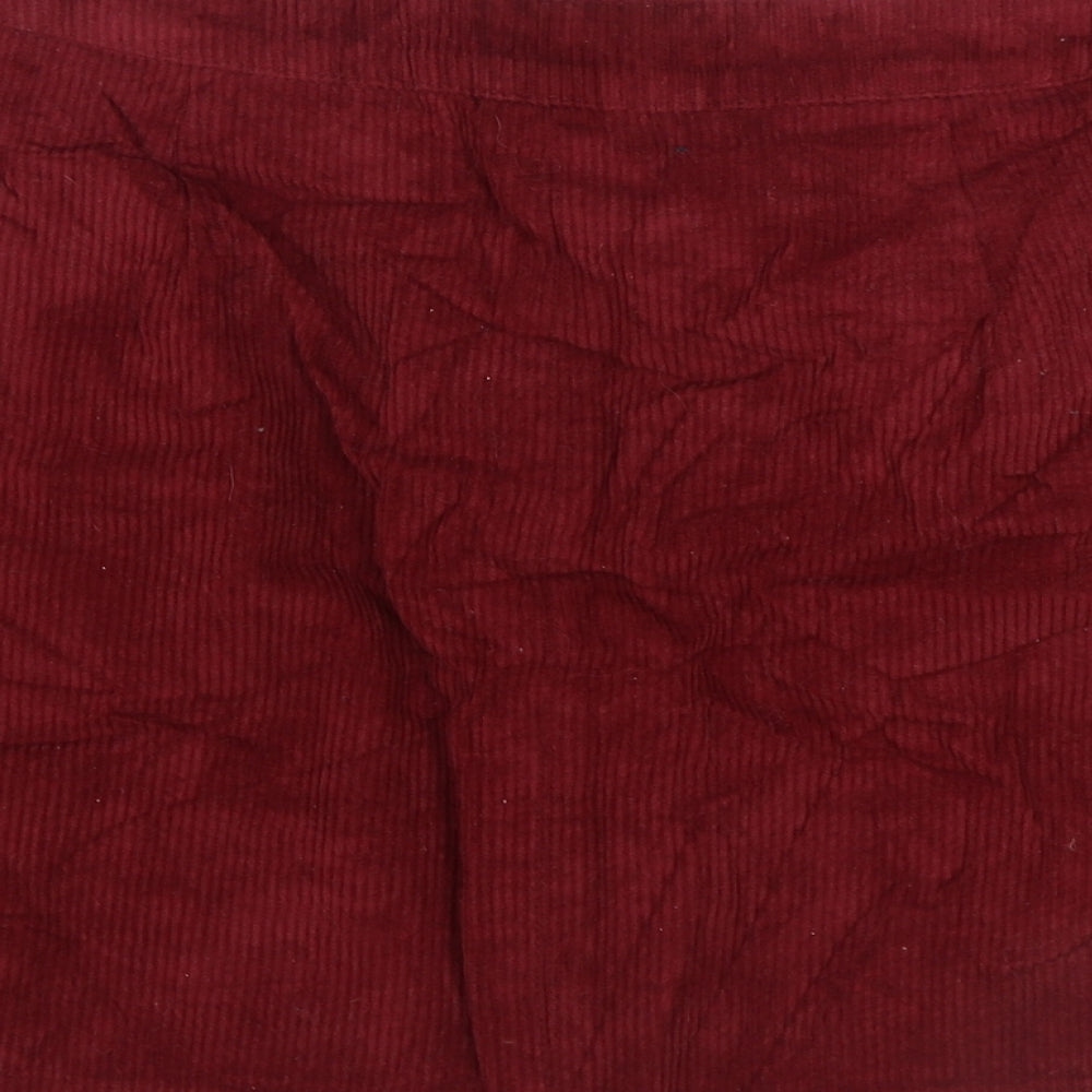 Matalan Womens Red Cotton Mini Skirt Size 14 Button