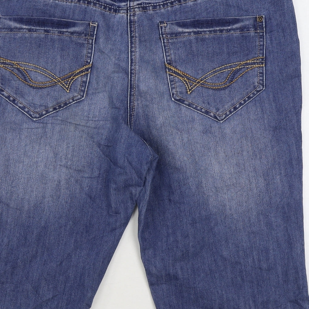 M&Co Womens Blue Cotton Bermuda Shorts Size 16 L13 in Regular Zip