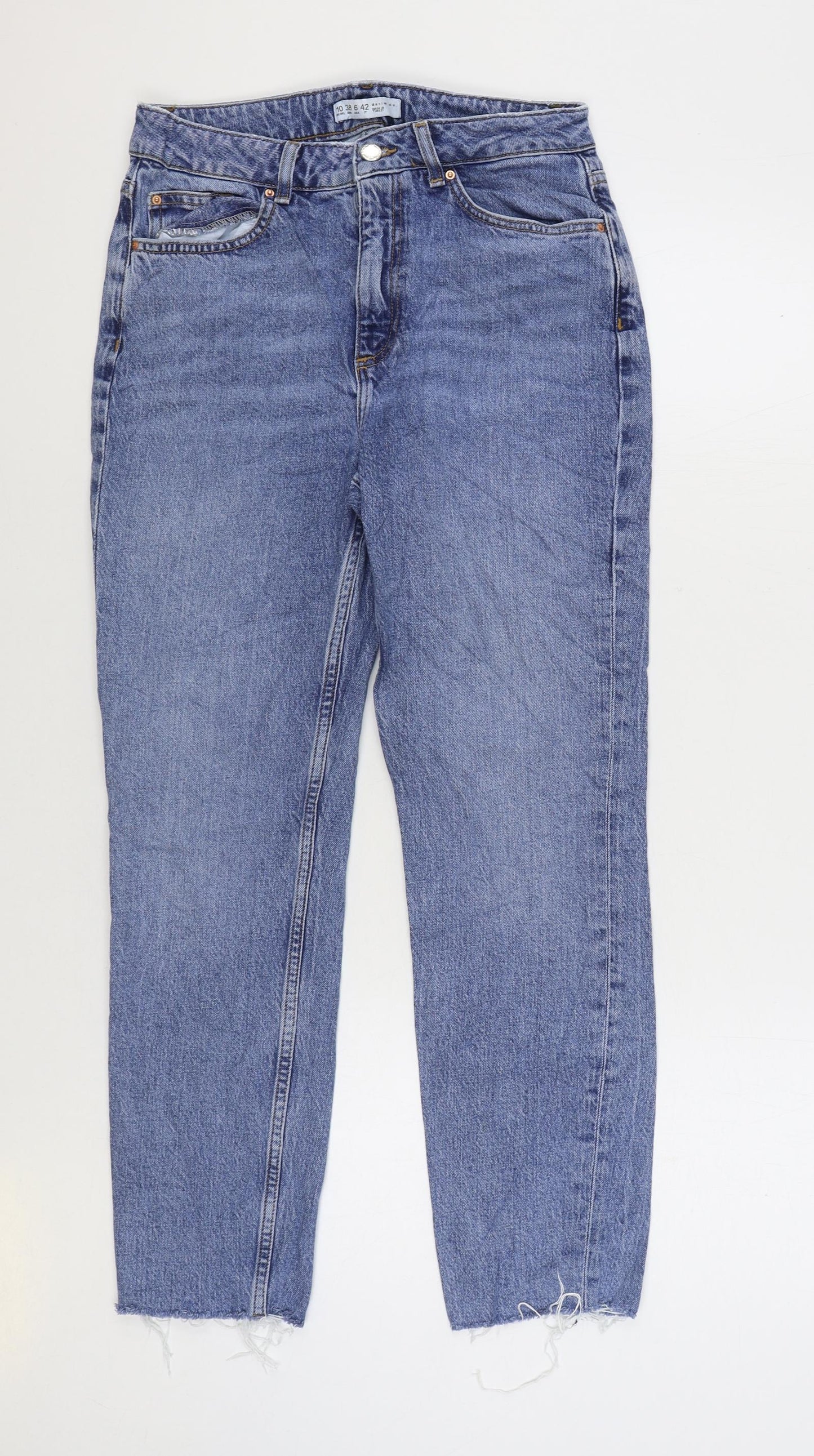 Denim & Co. Womens Blue Cotton Mom Jeans Size 10 L26 in Regular Zip