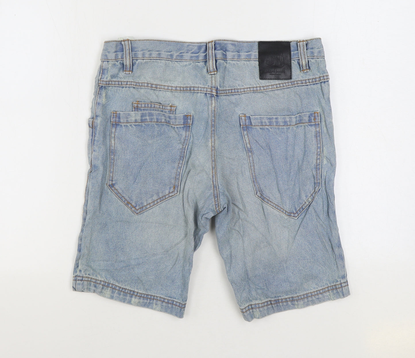 Anerkjendt Mens Blue Cotton Bermuda Shorts Size 34 in L9 in Regular Zip