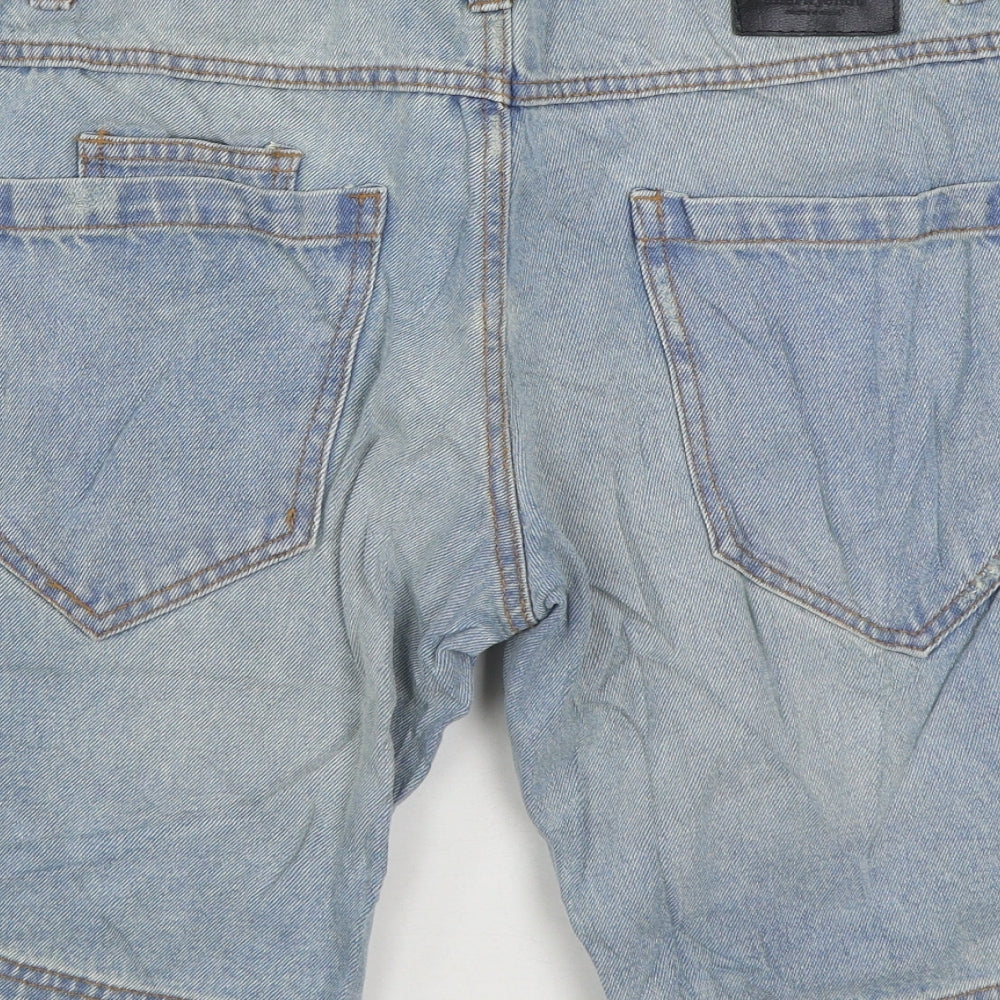 Anerkjendt Mens Blue Cotton Bermuda Shorts Size 34 in L9 in Regular Zip