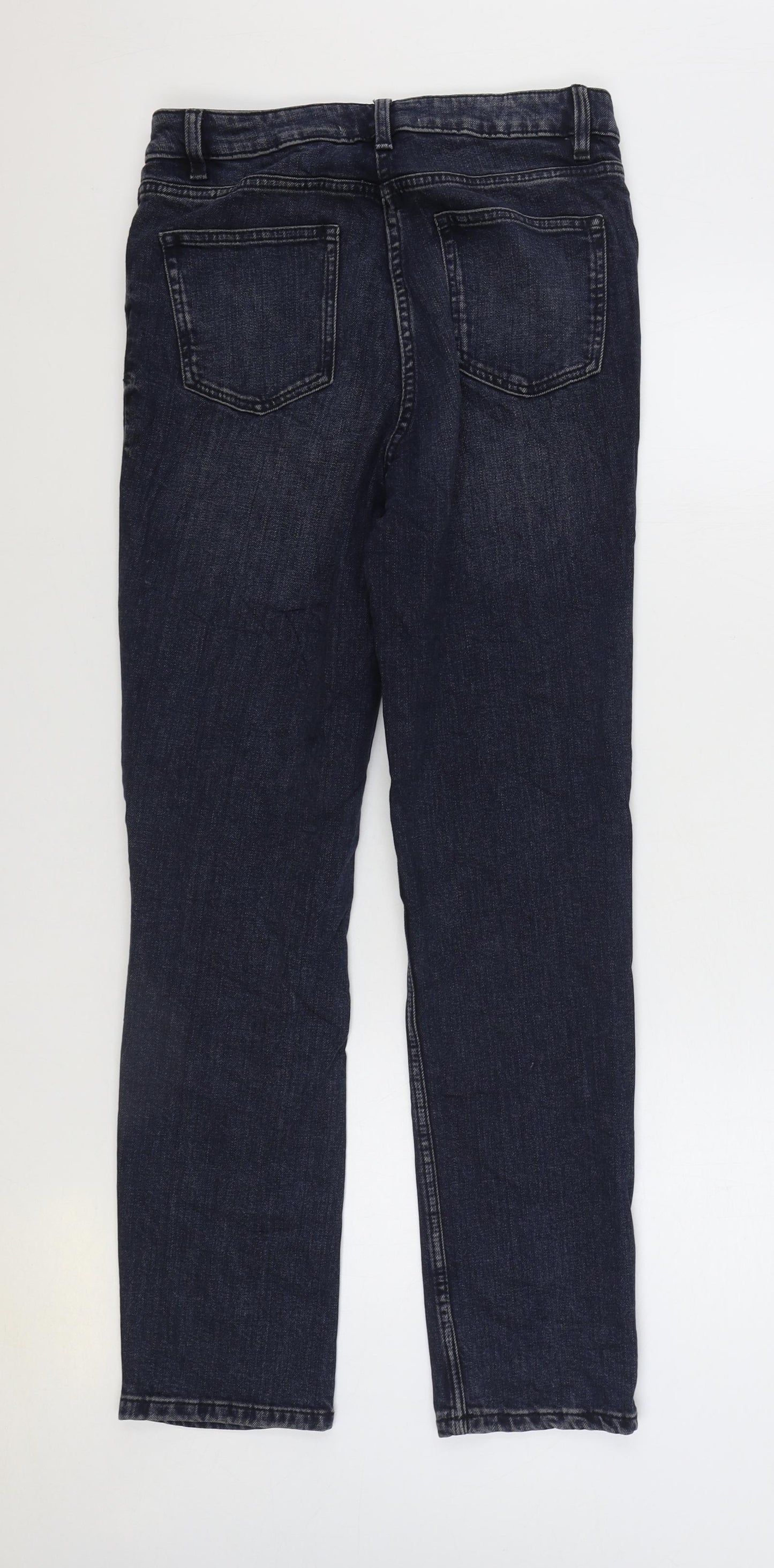 NEXT Womens Blue Cotton Straight Jeans Size 12 L30 in Regular Zip