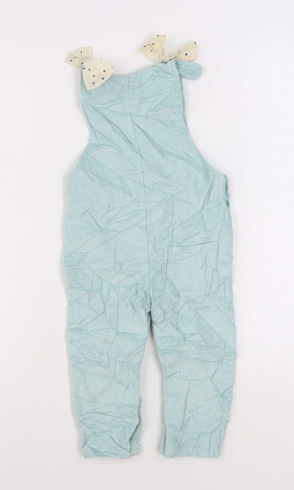 Marks and Spencer Girls Blue 100% Cotton Dungaree Outfit/Set Size 18-24 Months Snap - Dreamer