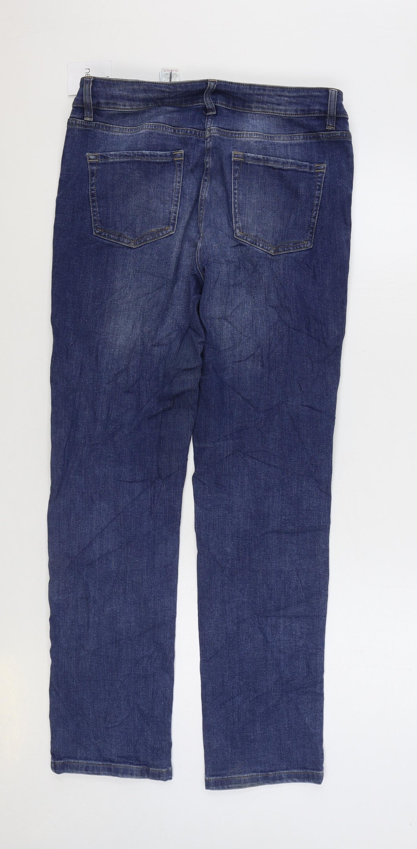 NEXT Womens Blue Cotton Straight Jeans Size 12 L30 in Regular Zip