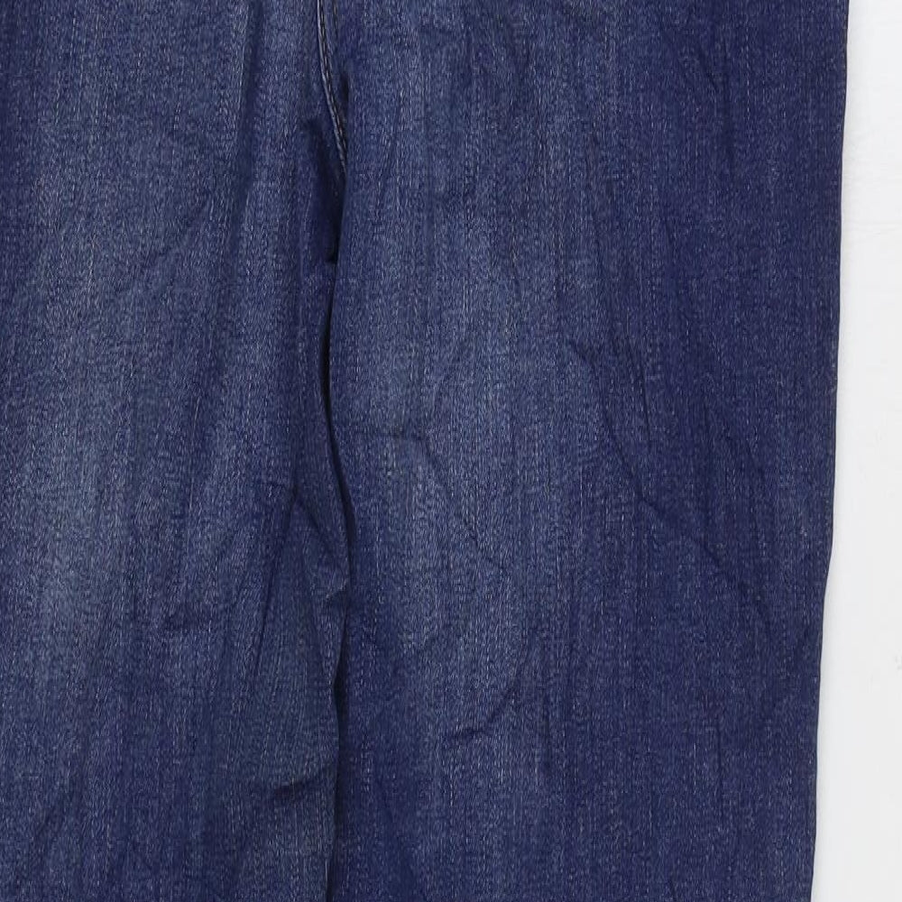 NEXT Womens Blue Cotton Straight Jeans Size 12 L30 in Regular Zip