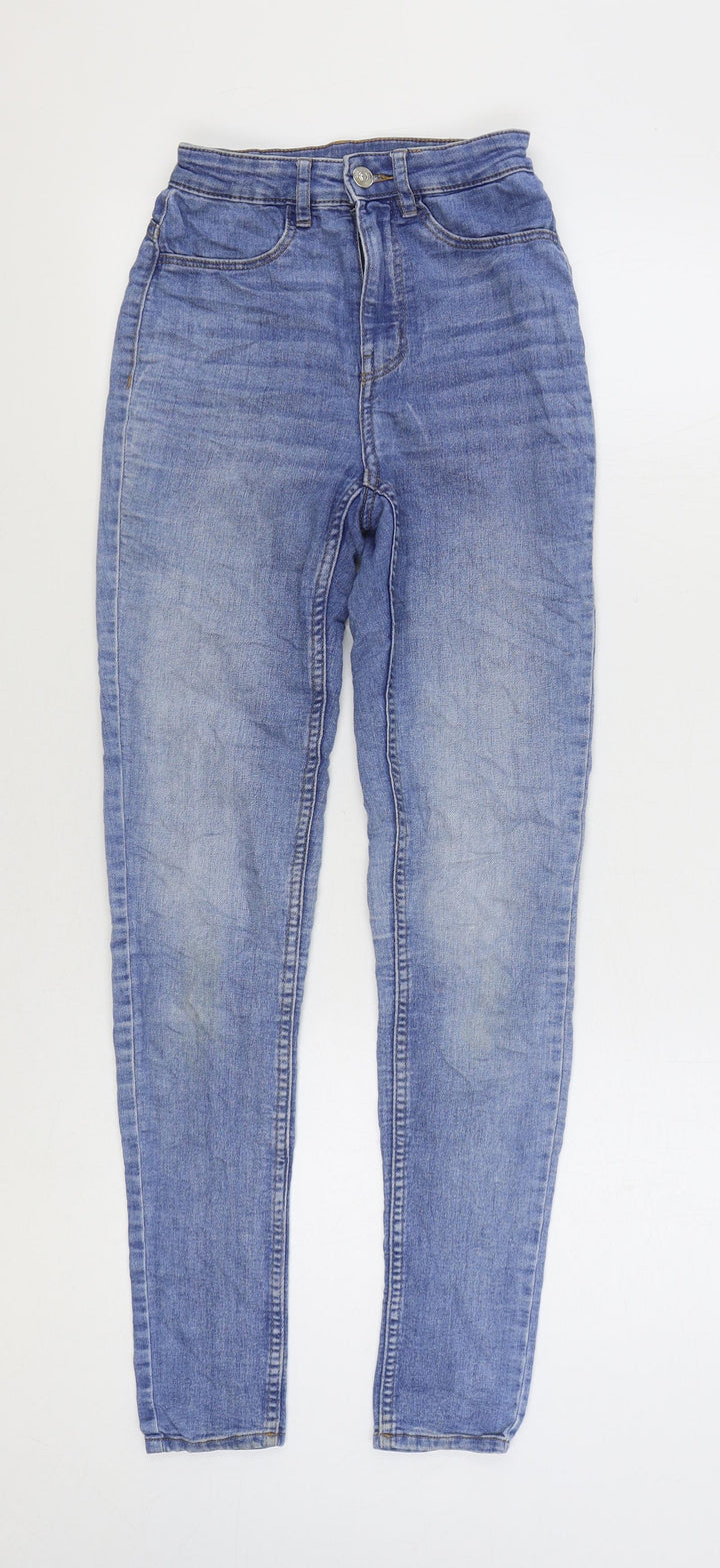 H&M Womens Blue Cotton Skinny Jeans Size 4 L28 in Regular Zip