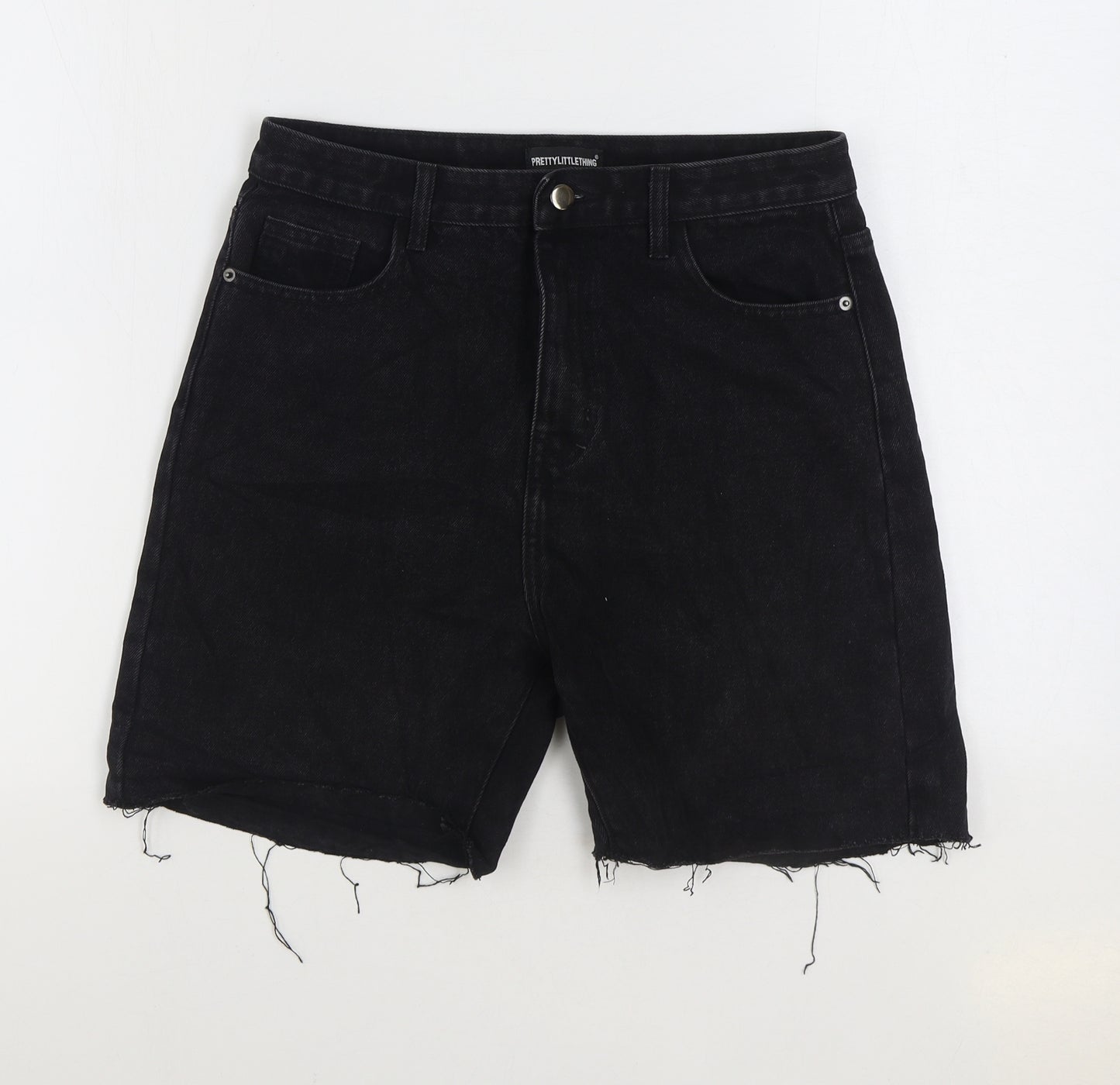 PRETTYLITTLETHING Womens Black Cotton Bermuda Shorts Size 10 L5 in Regular Zip