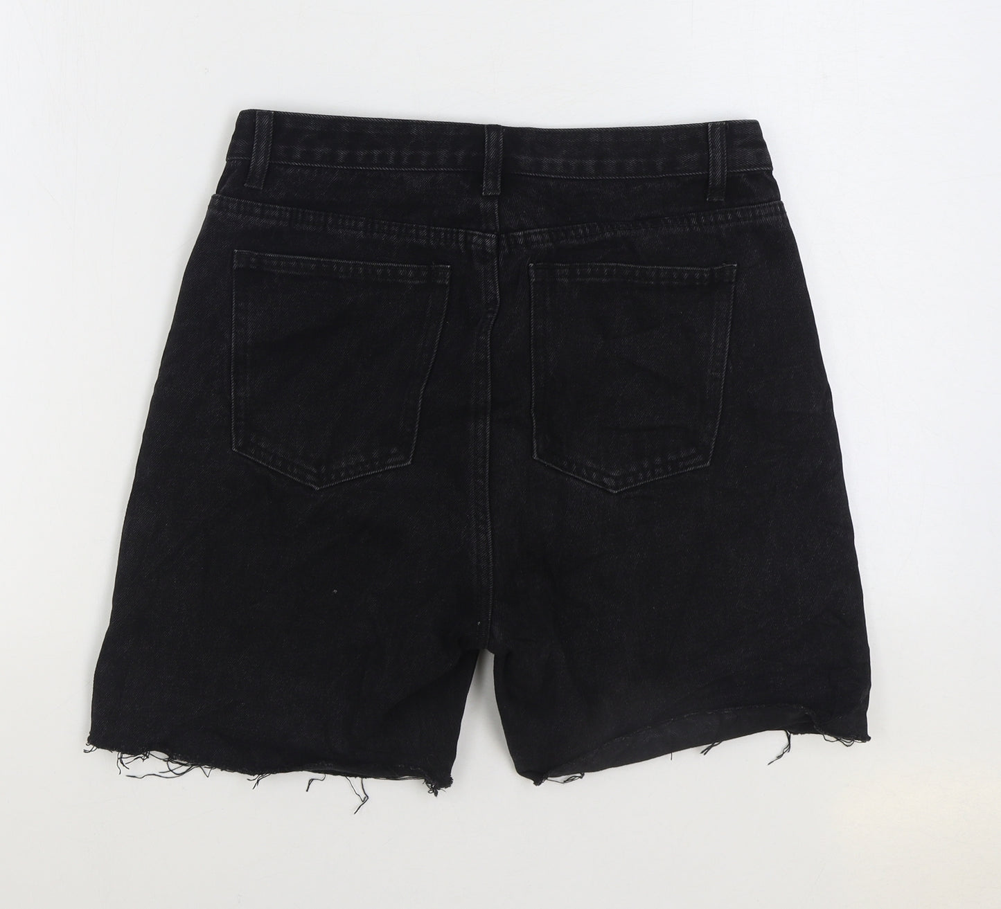 PRETTYLITTLETHING Womens Black Cotton Bermuda Shorts Size 10 L5 in Regular Zip